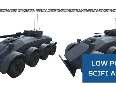 Low Poly Scifi APC 2 Low-poly 3D model