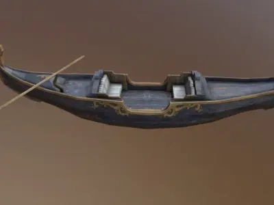 Gondola with paddle Low-poly 3D model