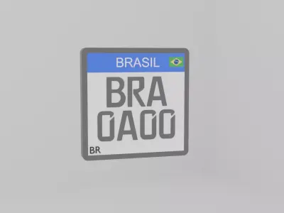Brazil Mercosul Motorcycle License Plate Low Poly Low-poly 3D model