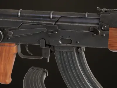 Light Machine Gun 10 Wood All PBR Unity UE Textures Low-poly 3D model