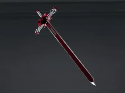 Red Sword Low-poly 3D model