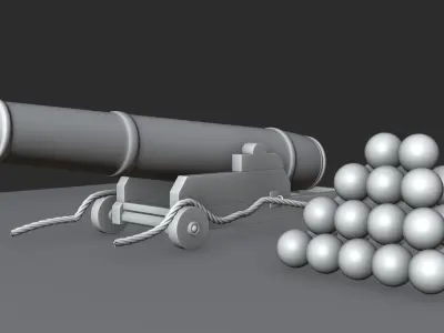 fire cannon  Low-poly 3D model