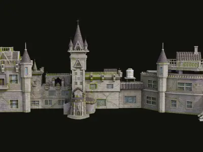 Old Haunted Castle PBR Unity Unreal Engine Textures Included Low-poly 3D model