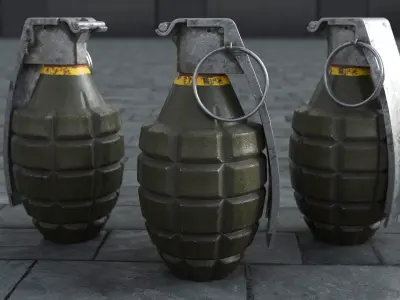 Hand Grenade Low-poly 3D model 2
