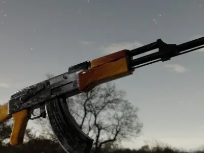 Model AK-47 Low Poly 3D Gun Low-poly 3D model