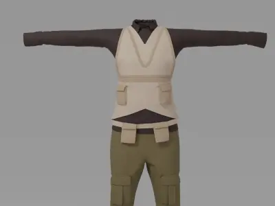 WW1 Fighter Pilot Uniform Low-poly 3D model