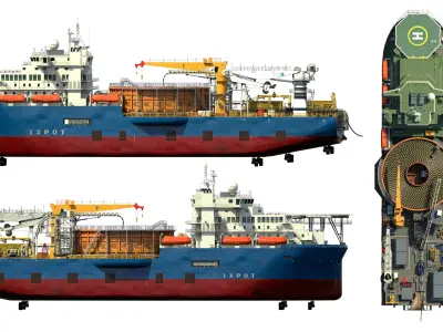 Cable Laying Vessel Low-poly 3D model