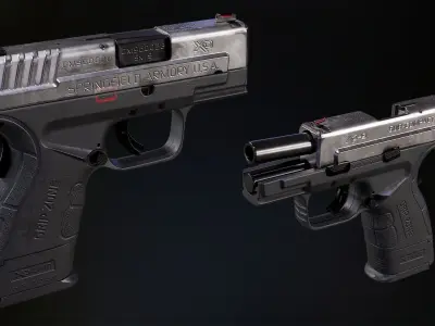 Springfield XD-MOD2 - Silver Low-poly 3D model