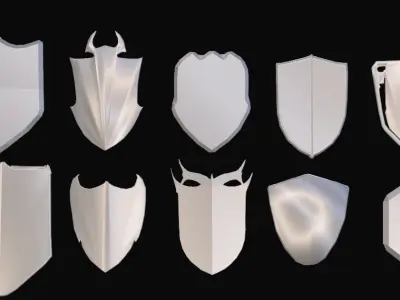 Collection of 3D shields 1 Low-poly 3D model