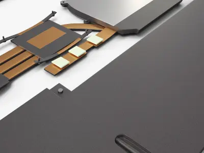 Laptop Cooling System with Battery Module Black 3D model