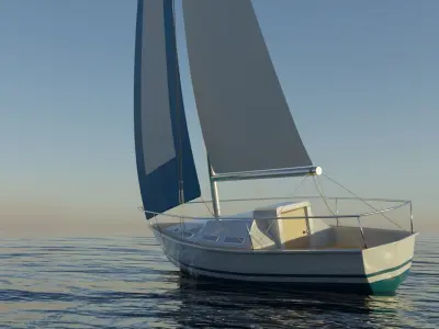 Monohull Sailboat Low-poly 3D model
