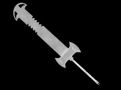 Fantasy Old Heavy Claymore Low-poly 3D model