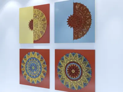 Wall panel wood ornament 3D model