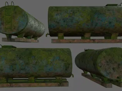 tanker 2 old tank with moss Low-poly 3D model