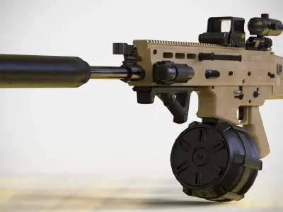 FN SCAR - H - LMG -  With Attachments - Highly Detailed - PBR Low-poly 3D model