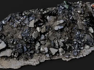 debris ruins destroyed asphalt concrete pile PBR photogrammetry Low-poly 3D model