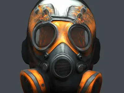 Gas mask helmet 3d model military combat fantasy cyborg Low-poly 3D model 2