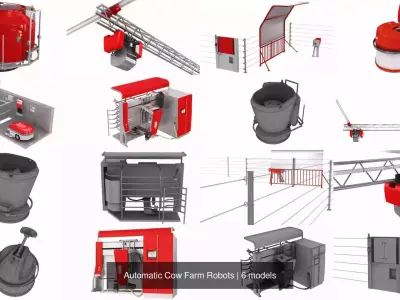 Automatic Cow Farm Robots 3D Model Pack