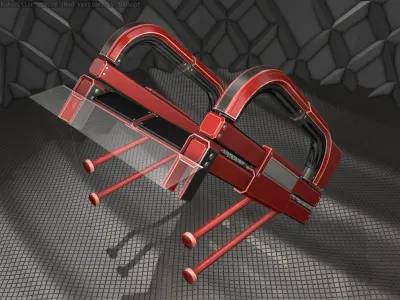 Sci-Fi Stairs - 1 - Red Version Low-poly 3D model