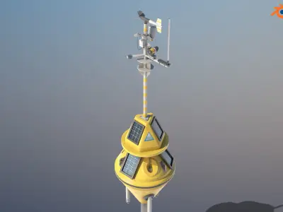 Weather Data Buoy Low-poly 3D model
