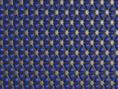 Blue Padded Triangular Sci-Fi Wall Panel PBR Seamless Texture
