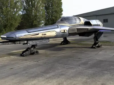 Vanguard Talon - Sci-Fi Single-Seat Fighter - PBR Game Ready Low-poly 3D model