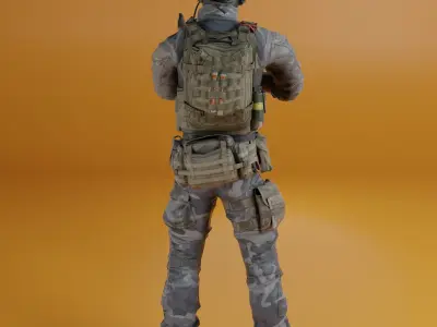 Soldier game character Low-poly 3D model