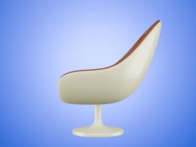 Leather Armchair and Polyurethane Twisted Base Style 3D model