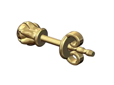 Diamond claw bead vintage stud earring 3D print model