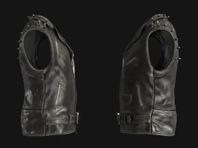 Leather Punk Rock Vest 3D model