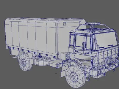low poly truck with textures Low-poly 3D model