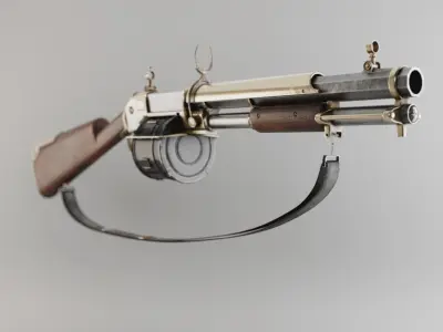 PBR Shotgun antique gun Low-poly 3D model