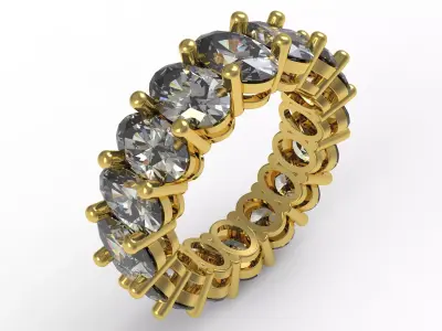 Oval Stone Eternity Band 3D print model
