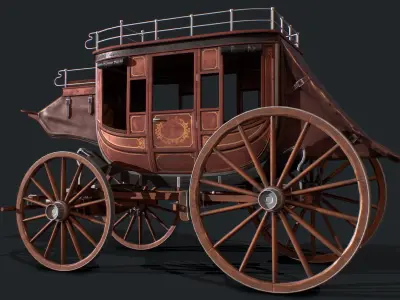 Carriage old fashioned Low-poly 3D model purchase