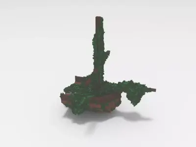 Voxel - Type2 Mossy Damaged Ship - Low-poly 3D Model Low-poly 3D model