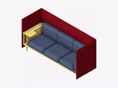 Furniture - Sofa - Contemporary - Flame - Work Shelf - Left Low-poly 3D model