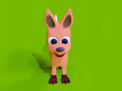 Stylized Cartoon Low poly Fox Low-poly 3D model