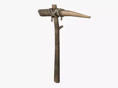 Wooden Pickaxe Low-poly 3D model
