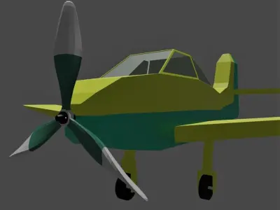 Low Poly Plane with propellers Free low-poly 3D model