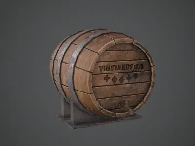 BARREL OLD Game Ready PBR Low-poly 3D model