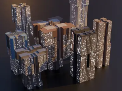 Sci-Fi Cyberpunk Buildings Pack -26 Buildings 3D Model Free 3D model