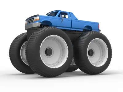 Vintage Monster Truck Scale 1 to 25 3D print model get