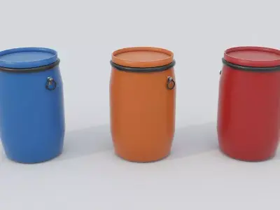 Plastic Barrels Low-poly 3D model purchase