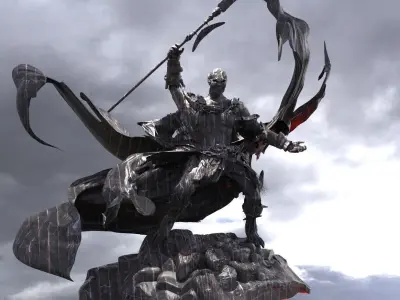 Dark Dragon Rider Warrior Sculpture  3D model