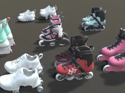 Inline Skaters Animations  Low-poly 3D model