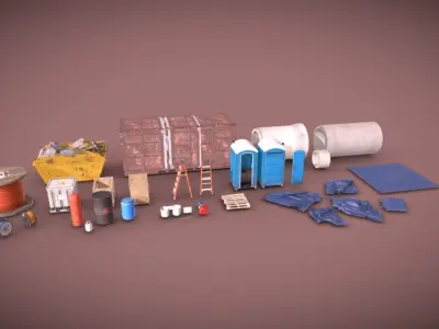 Realistic Construction Props Low-poly 3D model