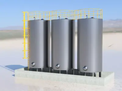 Industrial Storage Tanks - Vertical Steel Tank System 3D model