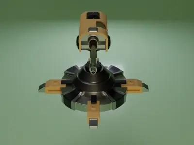 Combat laser turret Free low-poly 3D model