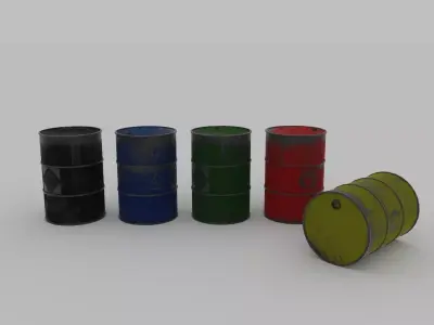 OIL BARREL SET Low-poly 3D model