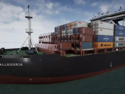  Cargo Ship Container Ship - low poly 